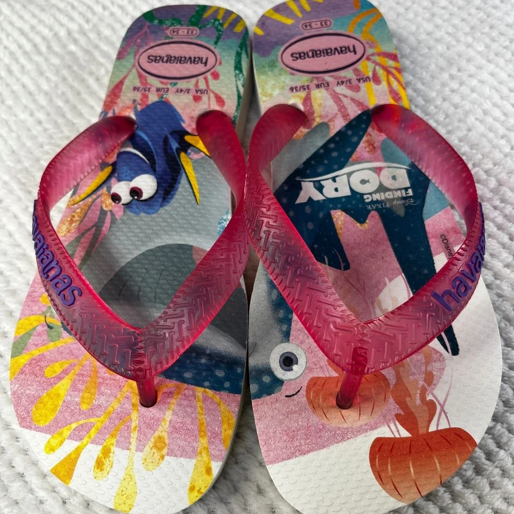 Havaianas Dory Disney Kids Flip Flops‎ Pink Blue Size 3/4Y EUR 35/36